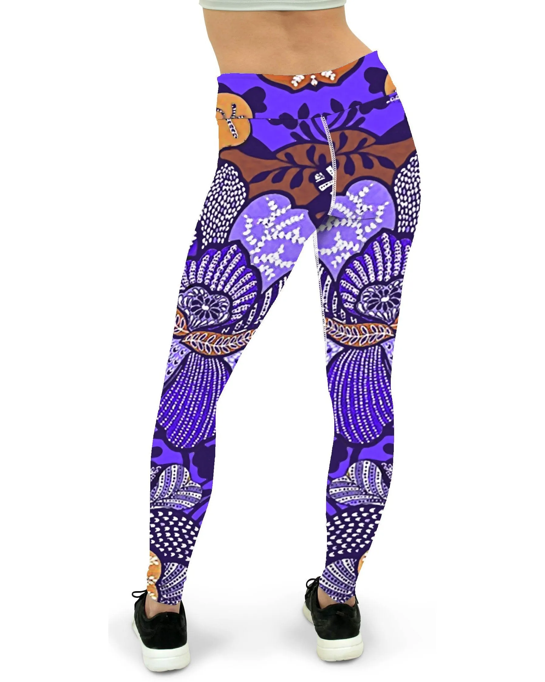 Purple Batik Floral Yoga Pants