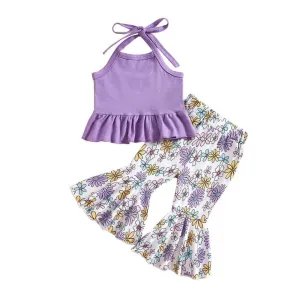 Purple Floral Flared Baby Set