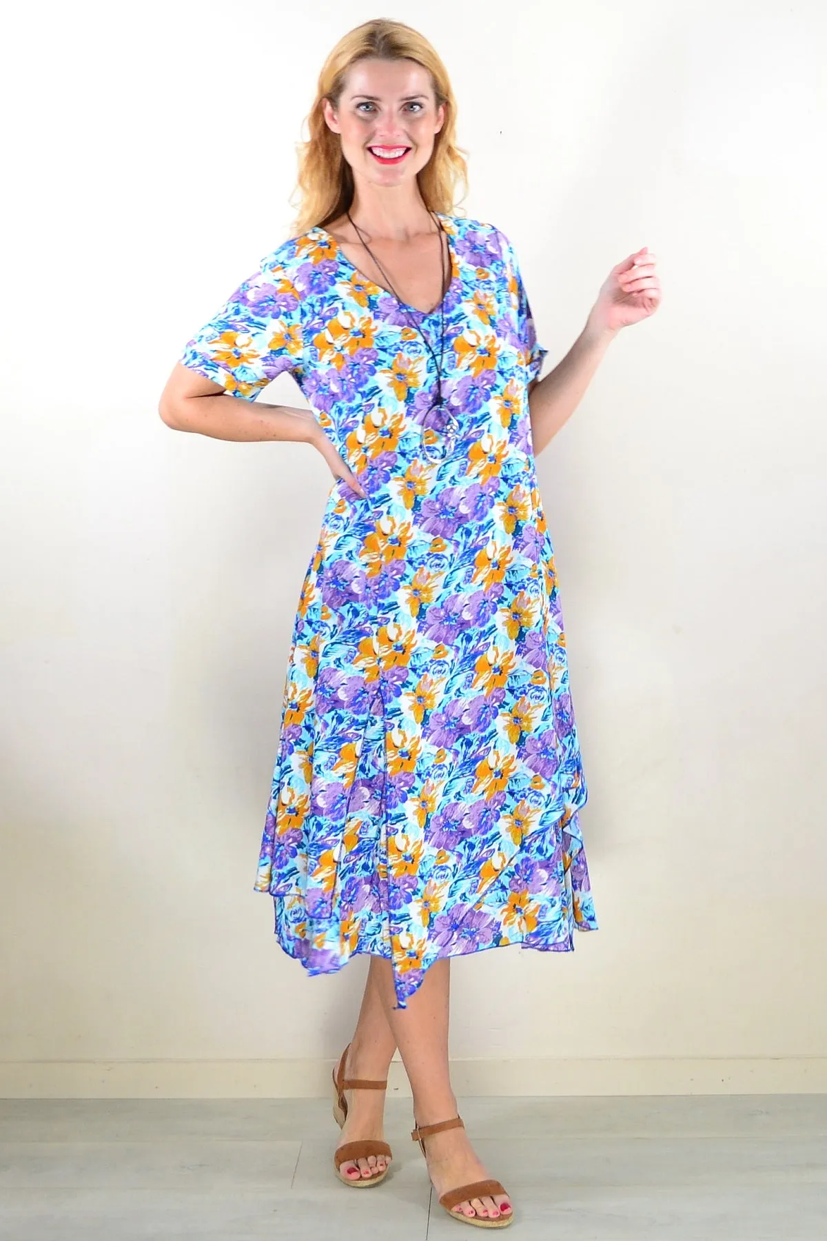 Purple Mustard Floral Tunic Dress