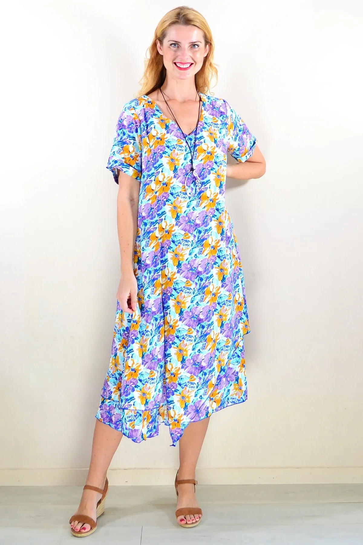 Purple Mustard Floral Tunic Dress