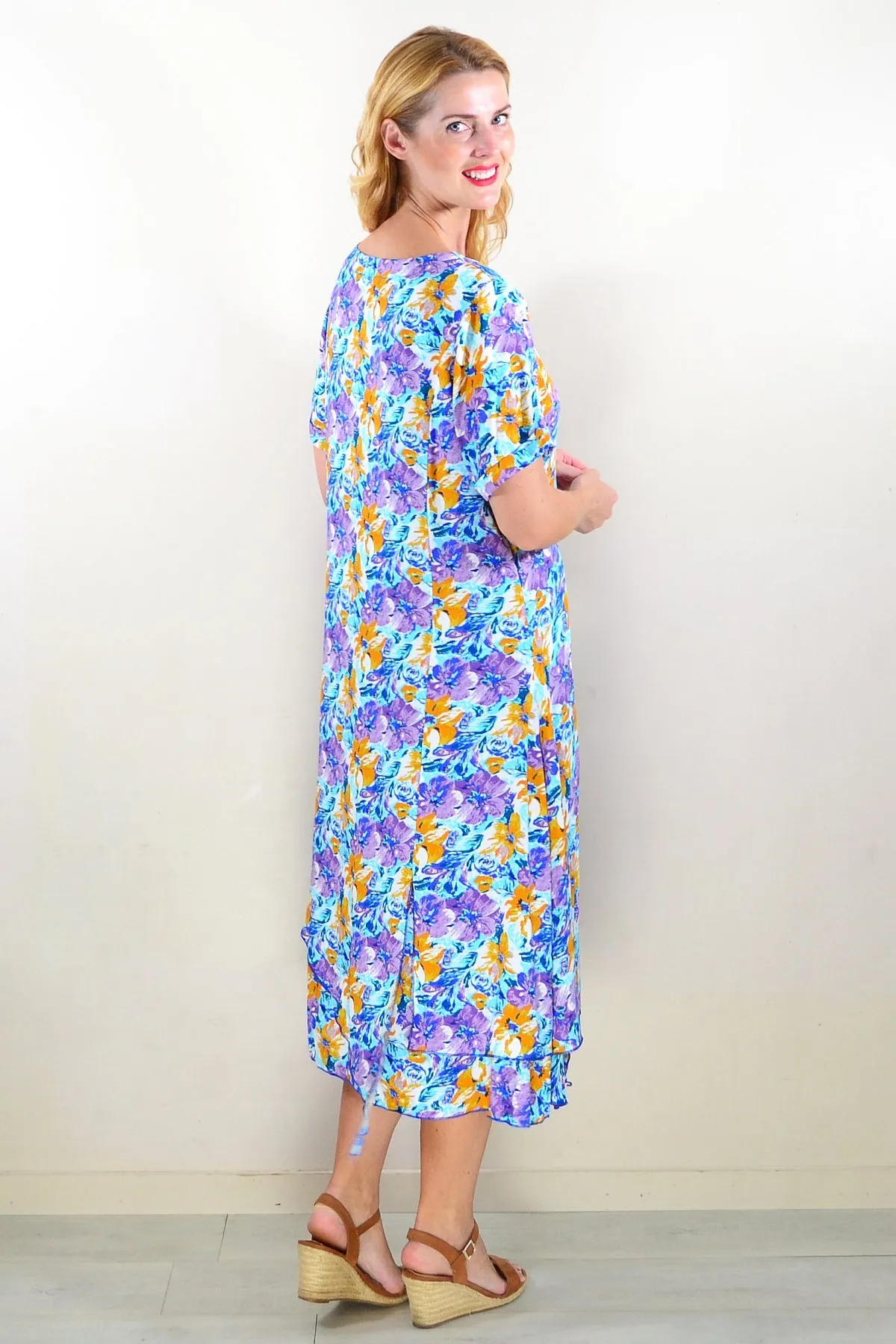 Purple Mustard Floral Tunic Dress