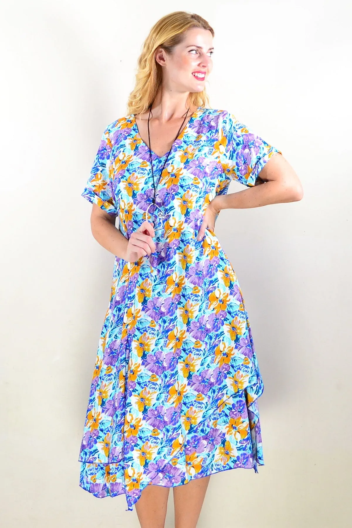 Purple Mustard Floral Tunic Dress