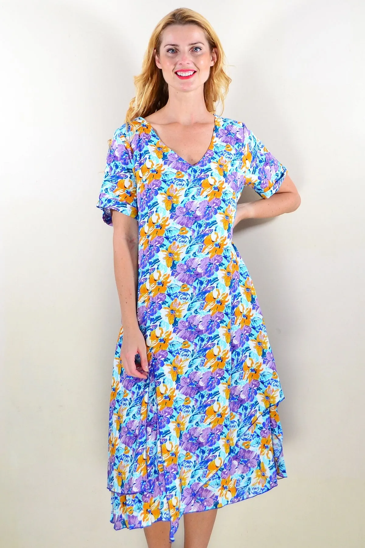 Purple Mustard Floral Tunic Dress