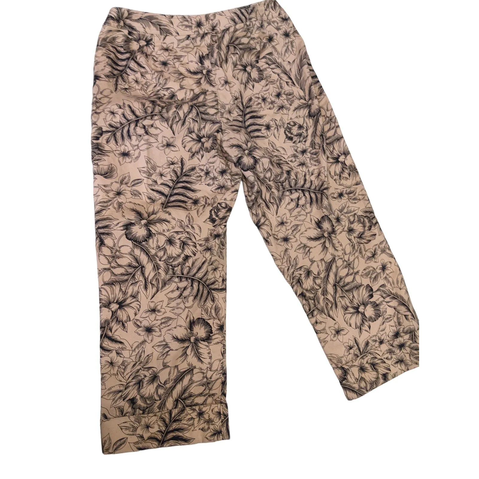 Rafaella Pants Womens Size  12 Floral Print Fashion Chic Trousers Cotton Spandex