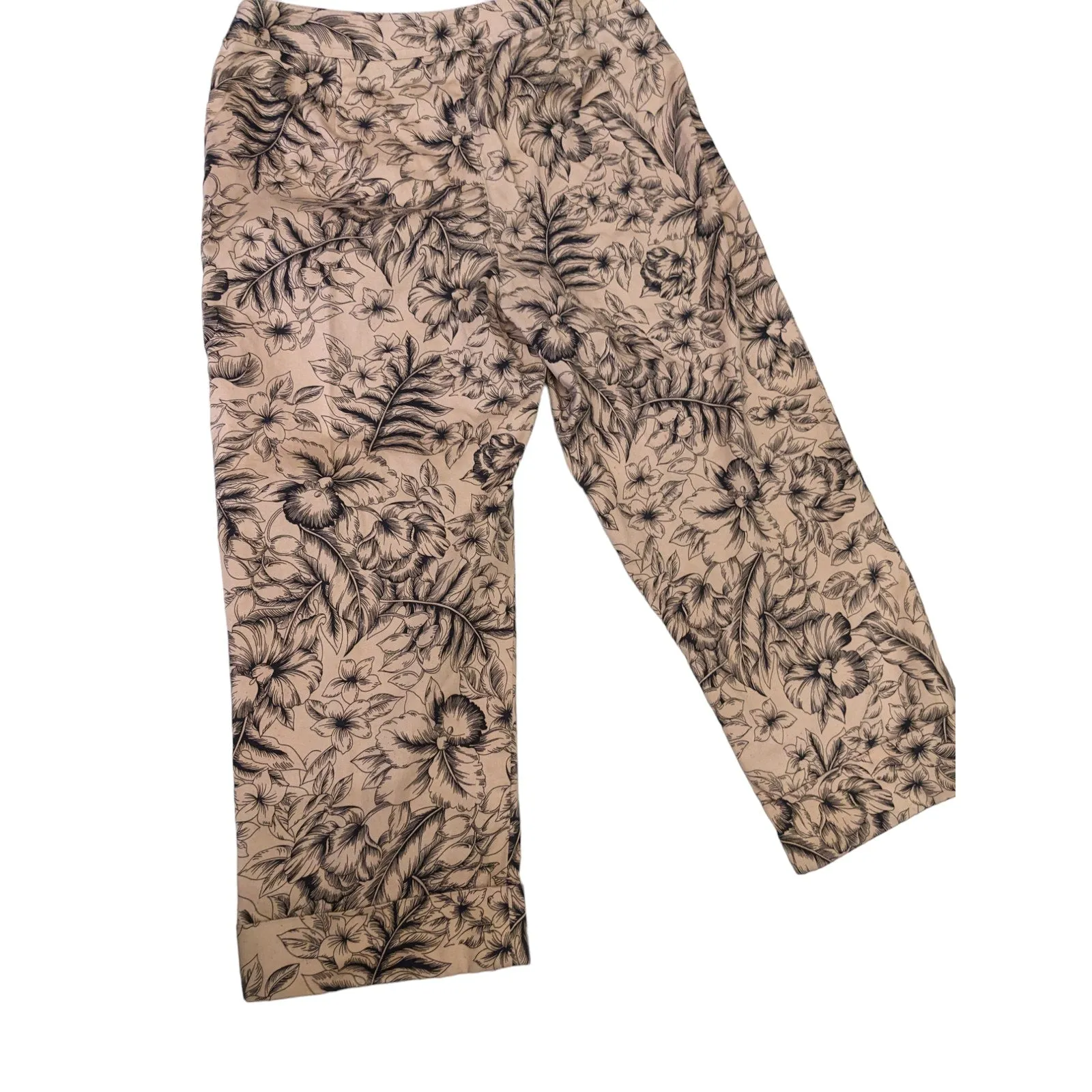 Rafaella Pants Womens Size  12 Floral Print Fashion Chic Trousers Cotton Spandex