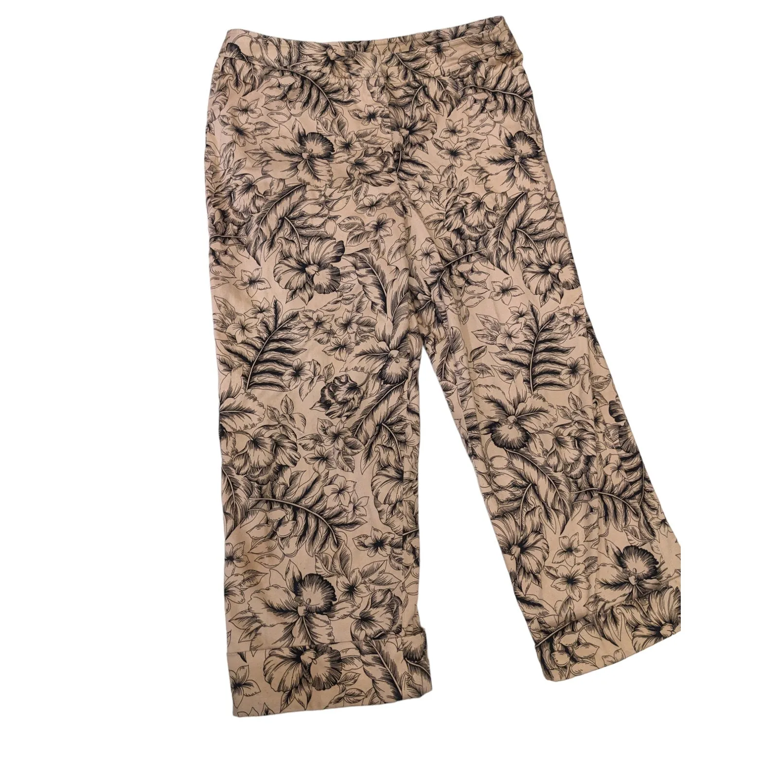 Rafaella Pants Womens Size  12 Floral Print Fashion Chic Trousers Cotton Spandex