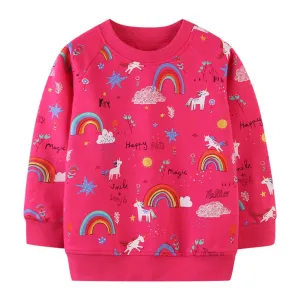 Rainbow collection girls sweatshirt ,Pink