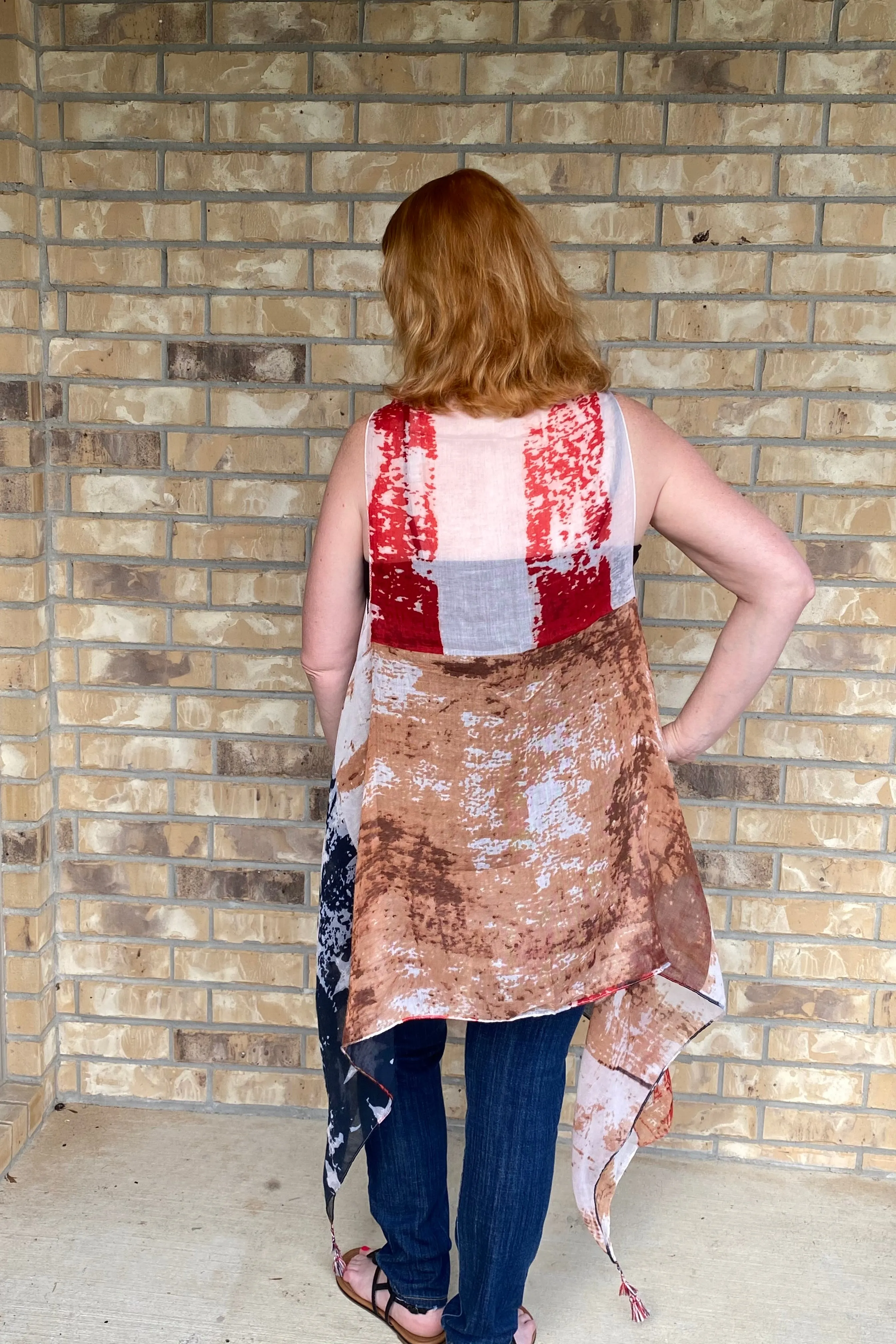 Rustic Patriotic Print Kimono