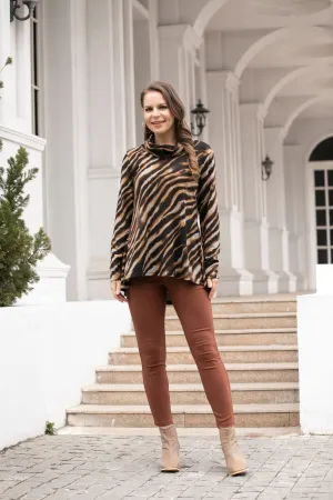 Sandra's Cowl Neck Animal Printed Top