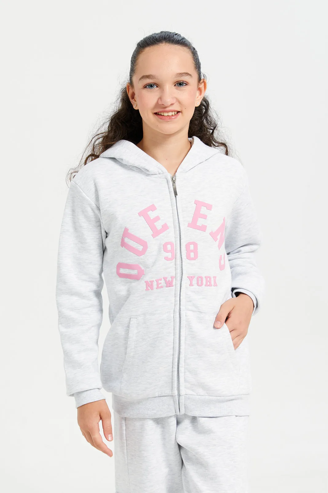 Senior Girls Grey Printed Sweatshirt