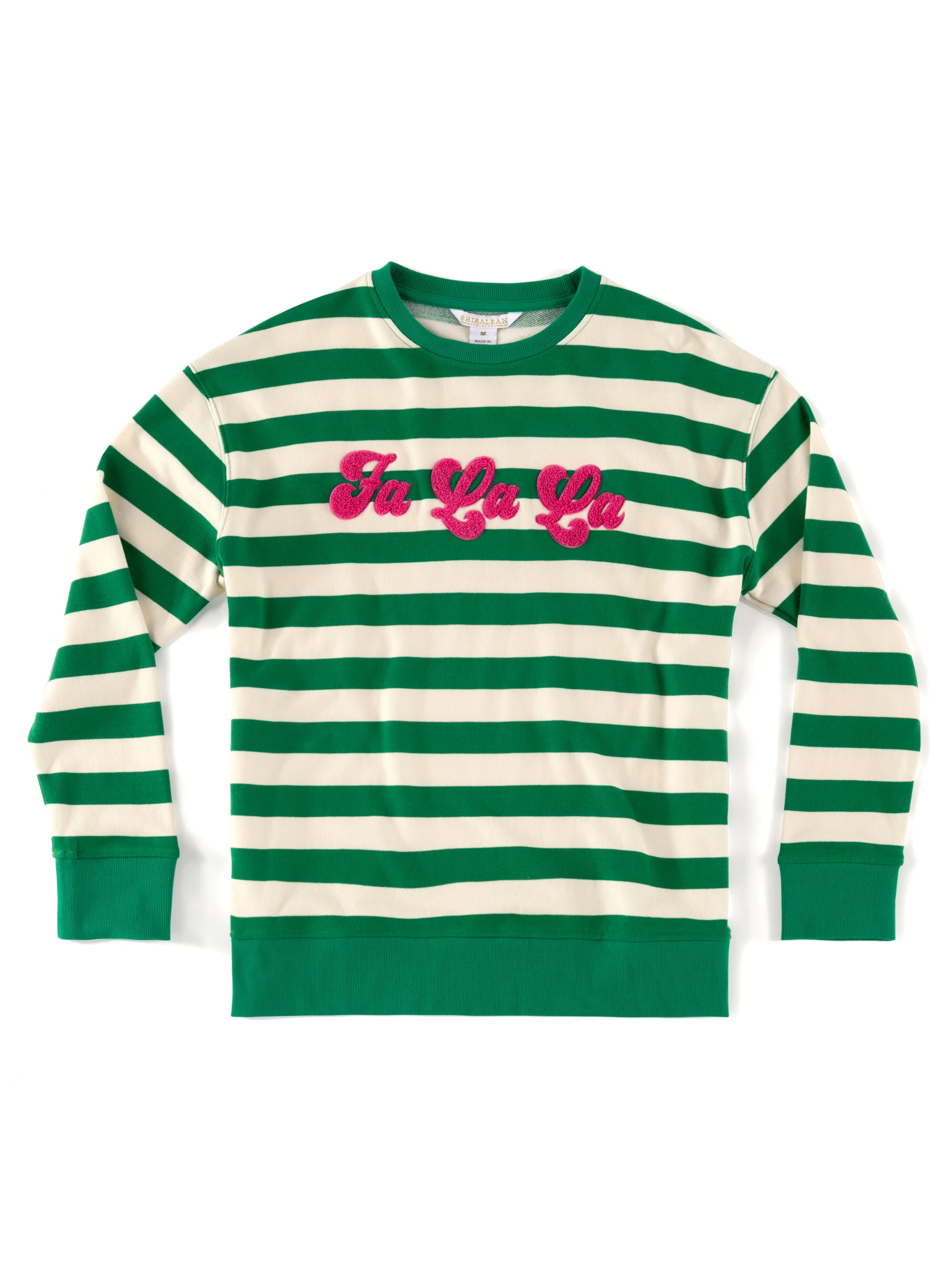 Shiraleah "Fa La La" Stripe Sweatshirt, Green