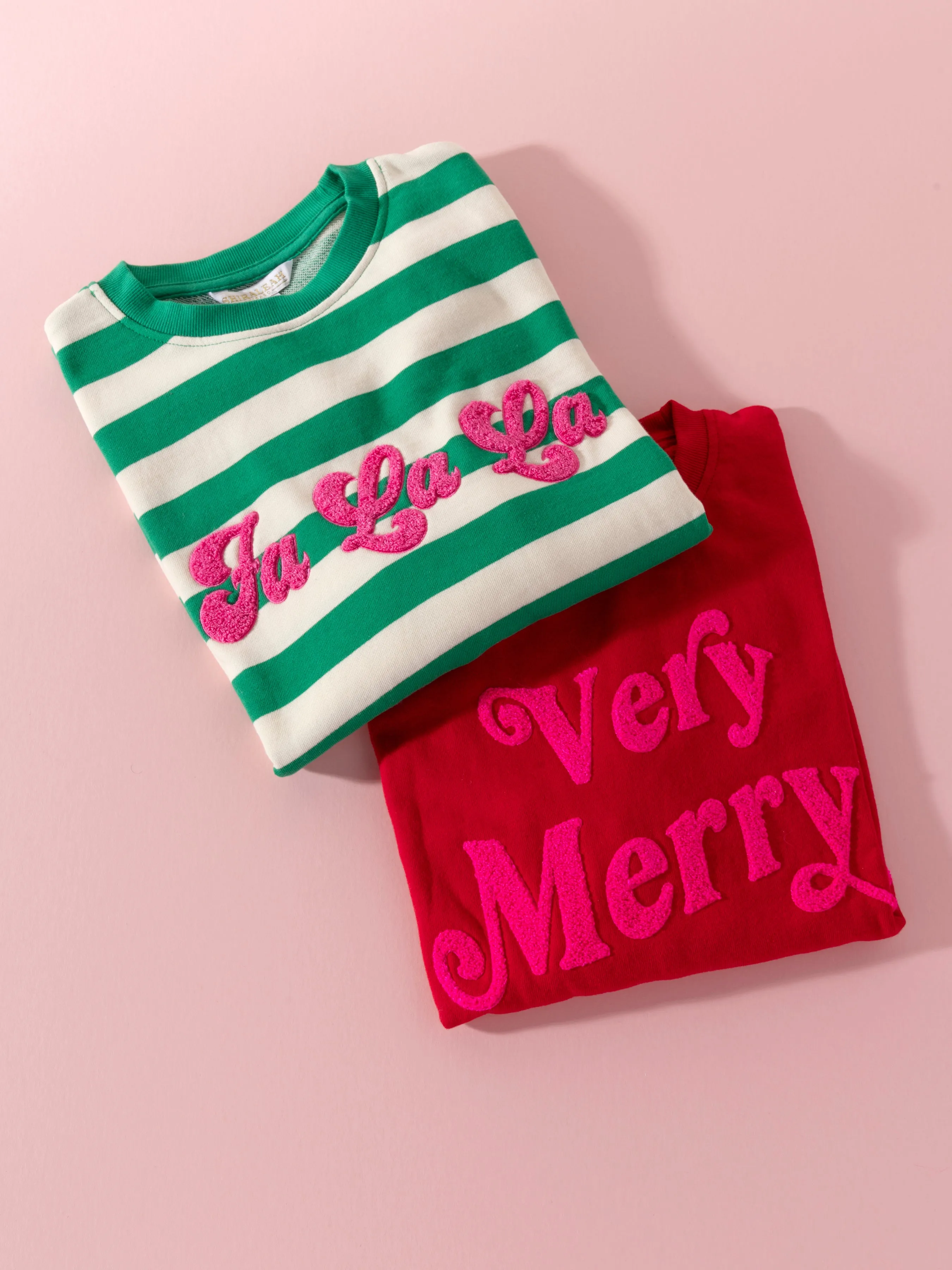 Shiraleah "Fa La La" Stripe Sweatshirt, Green