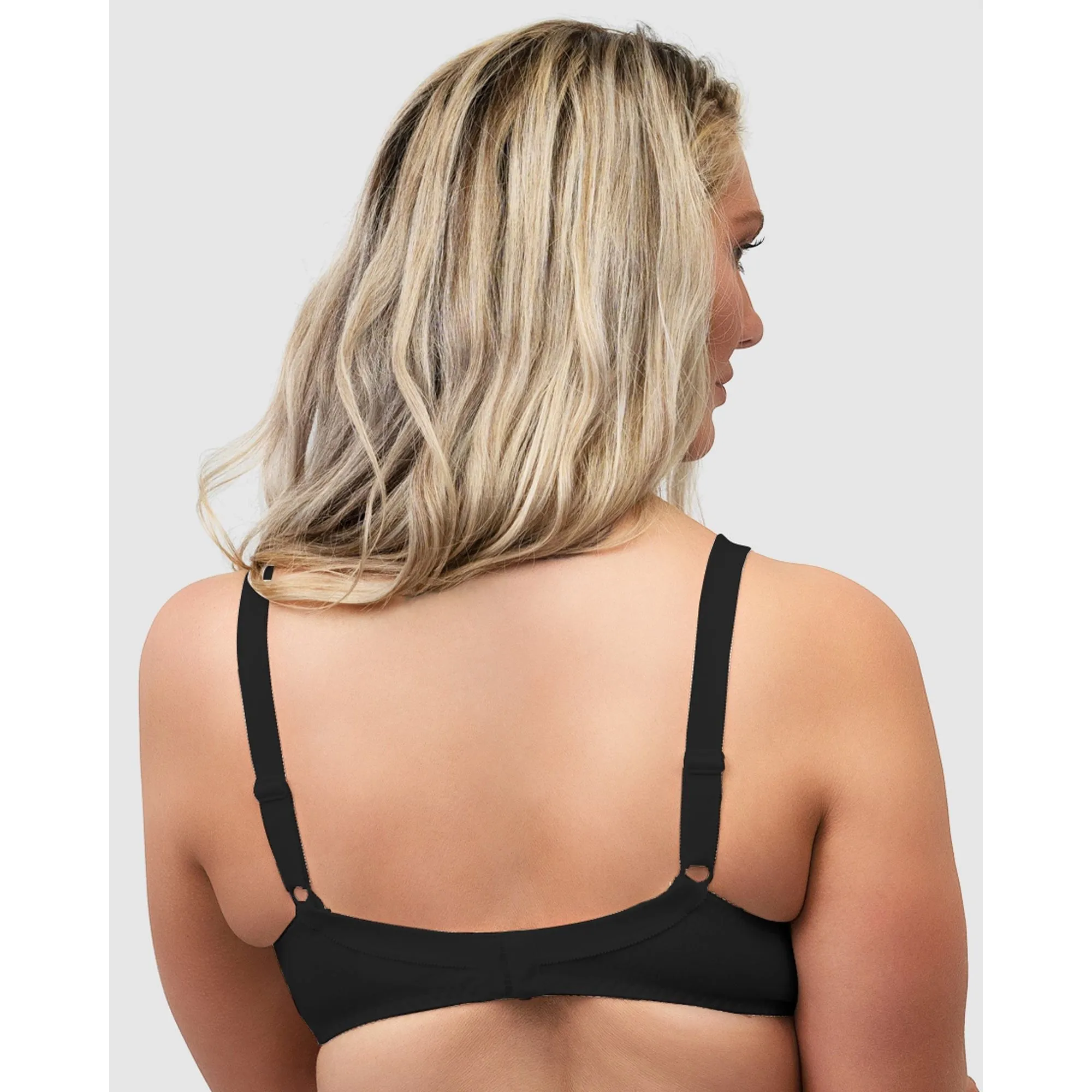 Side Smoothing Organic Cotton Wirefree Minimiser Bra-Black