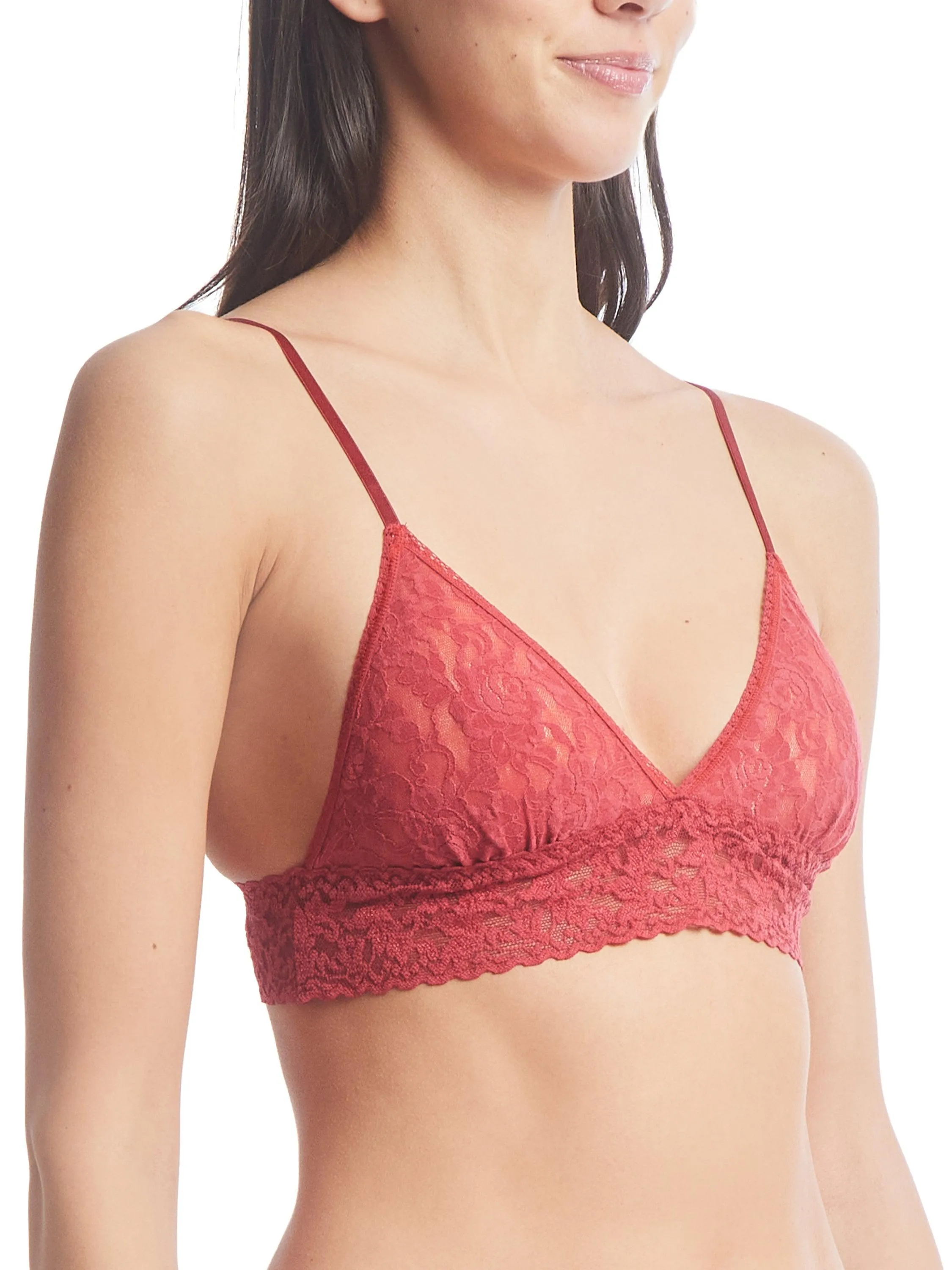 Signature Lace Padded Triangle Bralette Burnt Sienna Red Sale