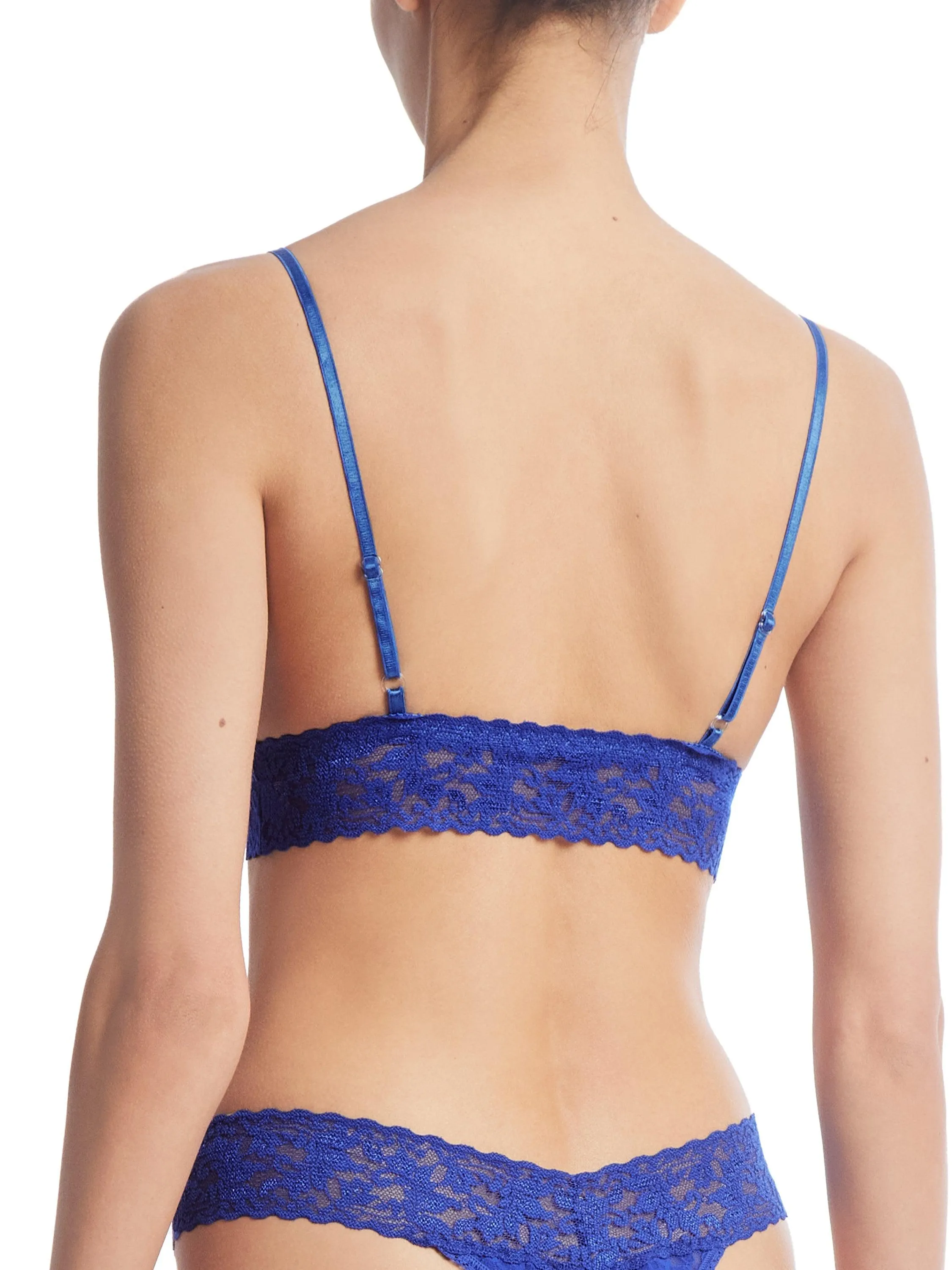 Signature Lace Padded Triangle Bralette Cobalt Blue Sale