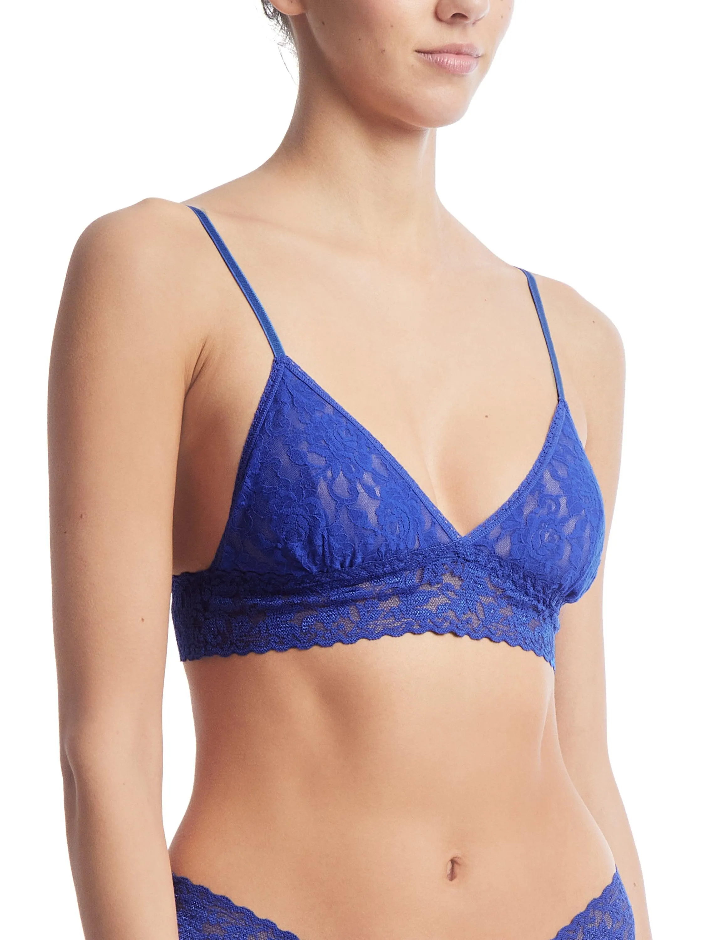 Signature Lace Padded Triangle Bralette Cobalt Blue Sale