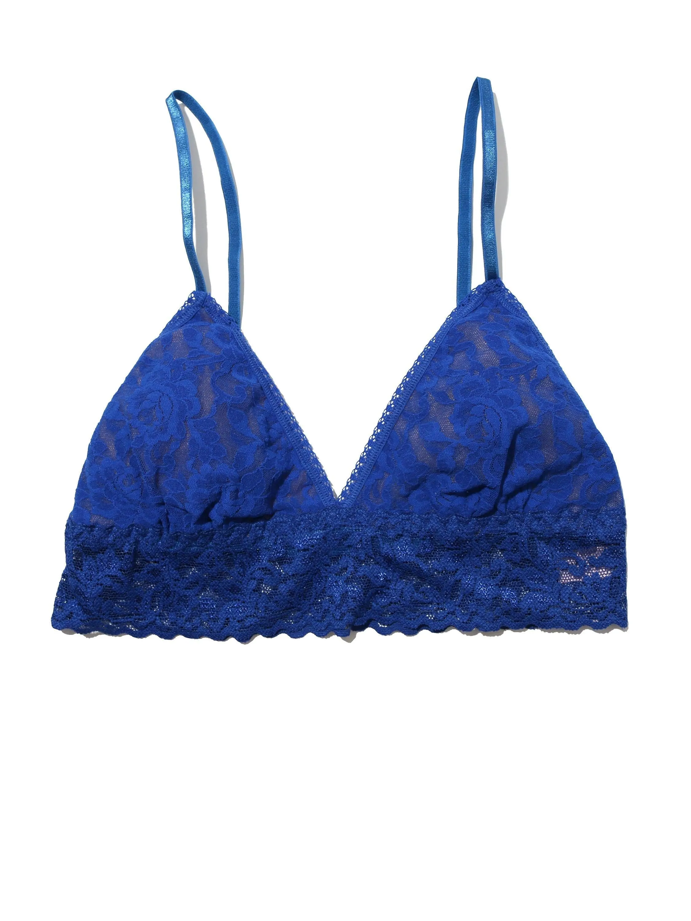 Signature Lace Padded Triangle Bralette Cobalt Blue Sale