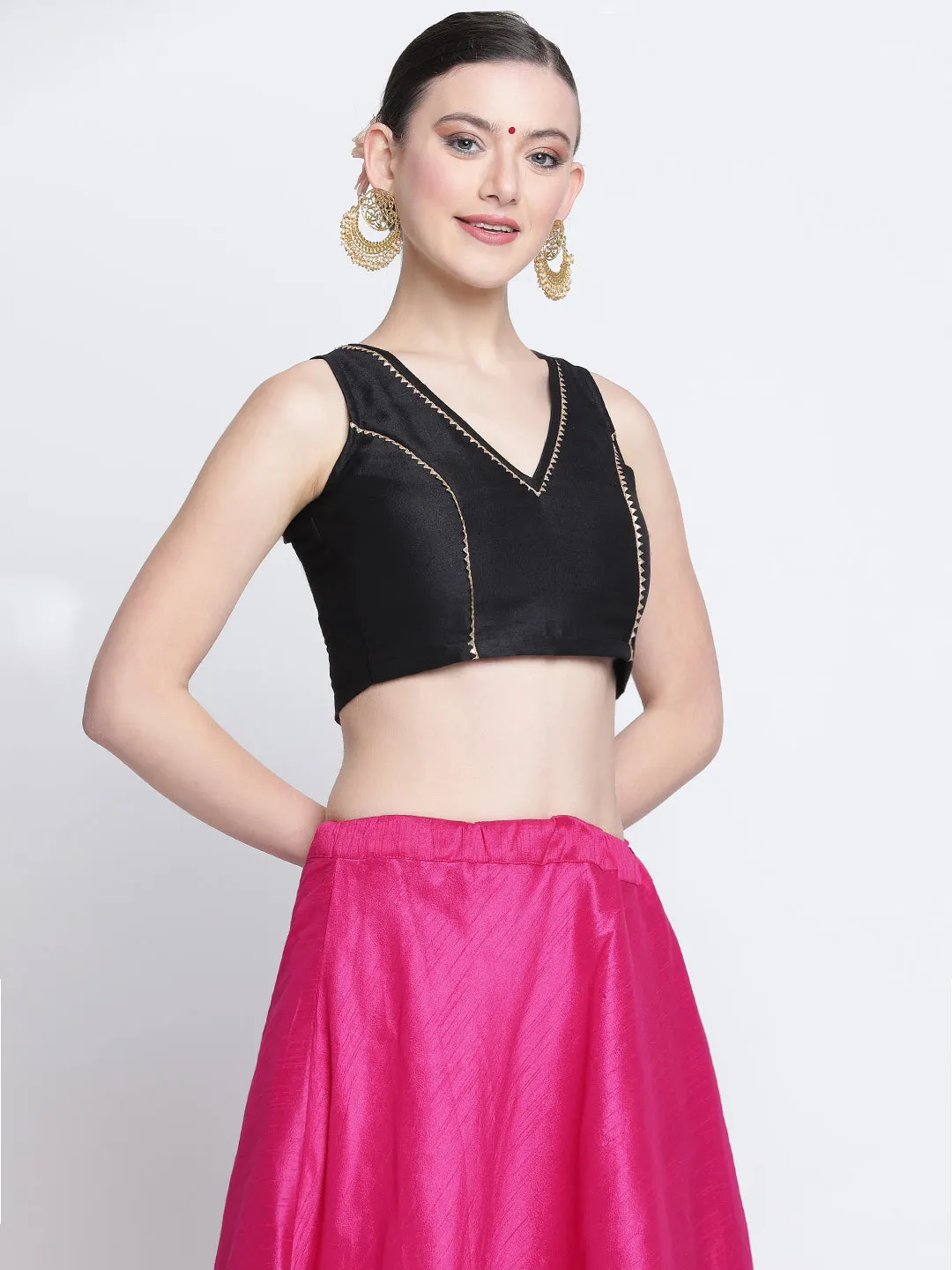 Silk Blend Embellished Crop Top