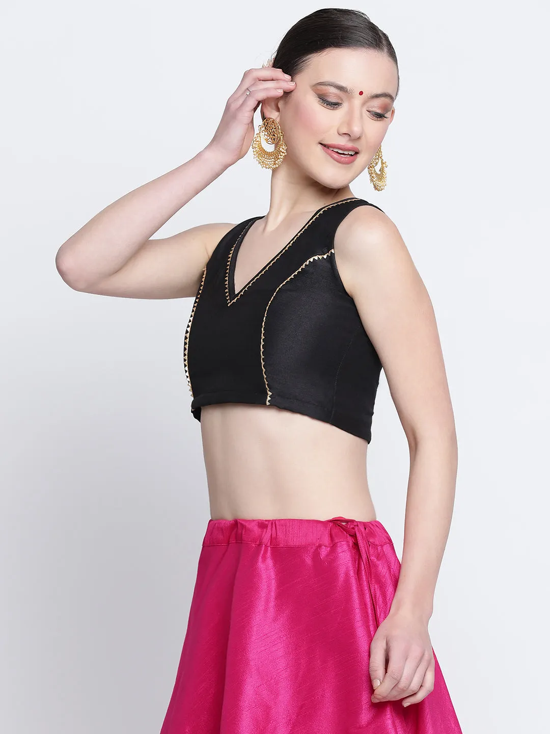 Silk Blend Embellished Crop Top