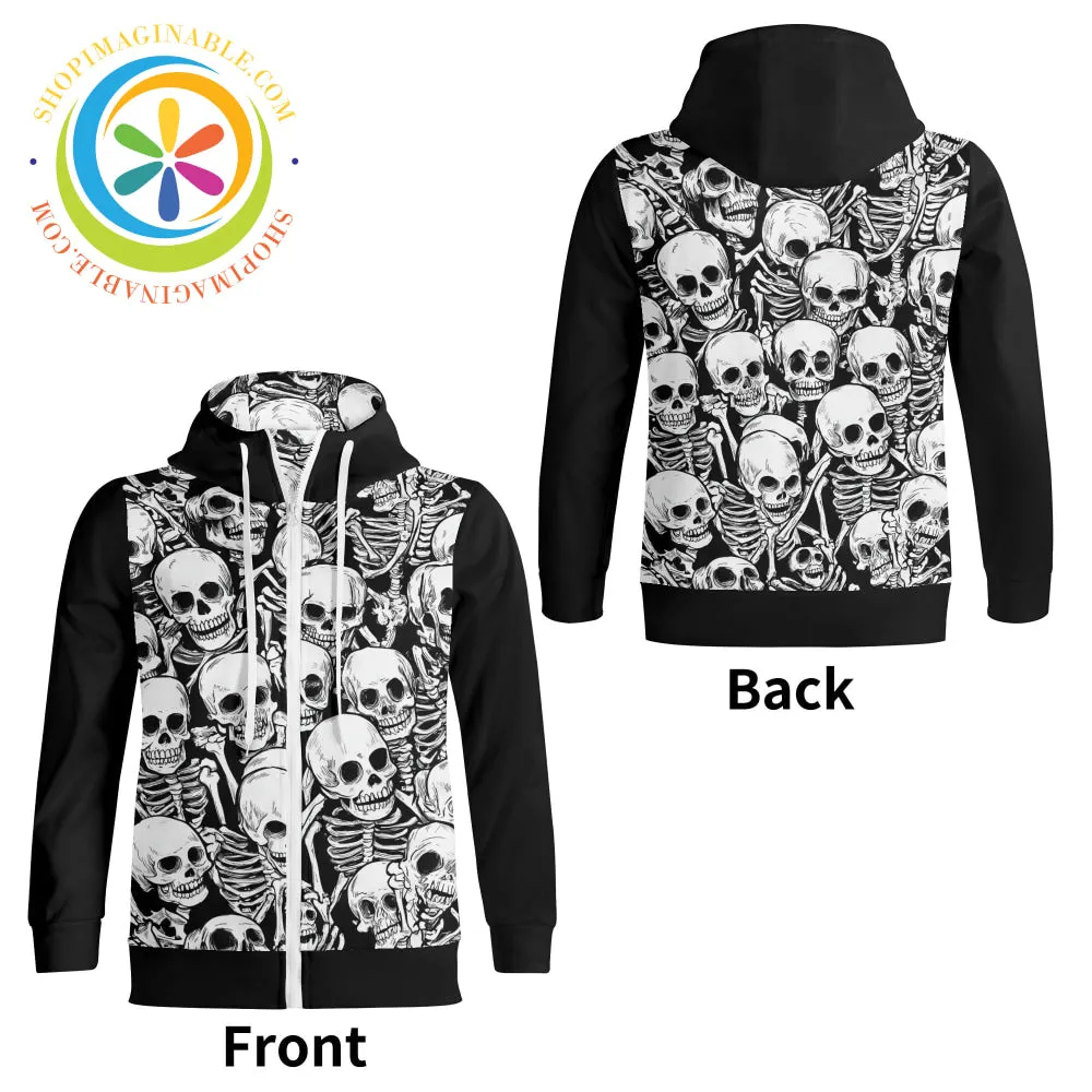 Skeletons Full Zip Turtleneck Hoodie Streetwear