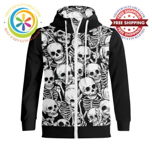 Skeletons Full Zip Turtleneck Hoodie Streetwear