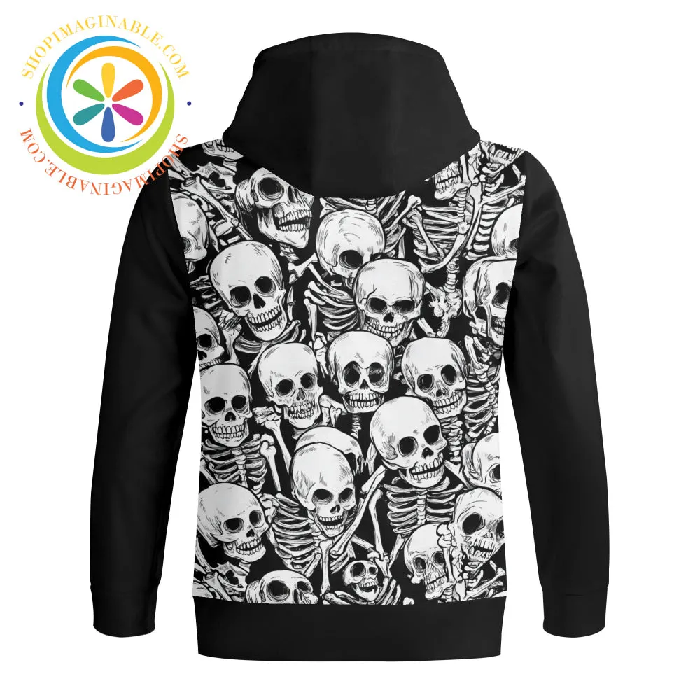 Skeletons Full Zip Turtleneck Hoodie Streetwear