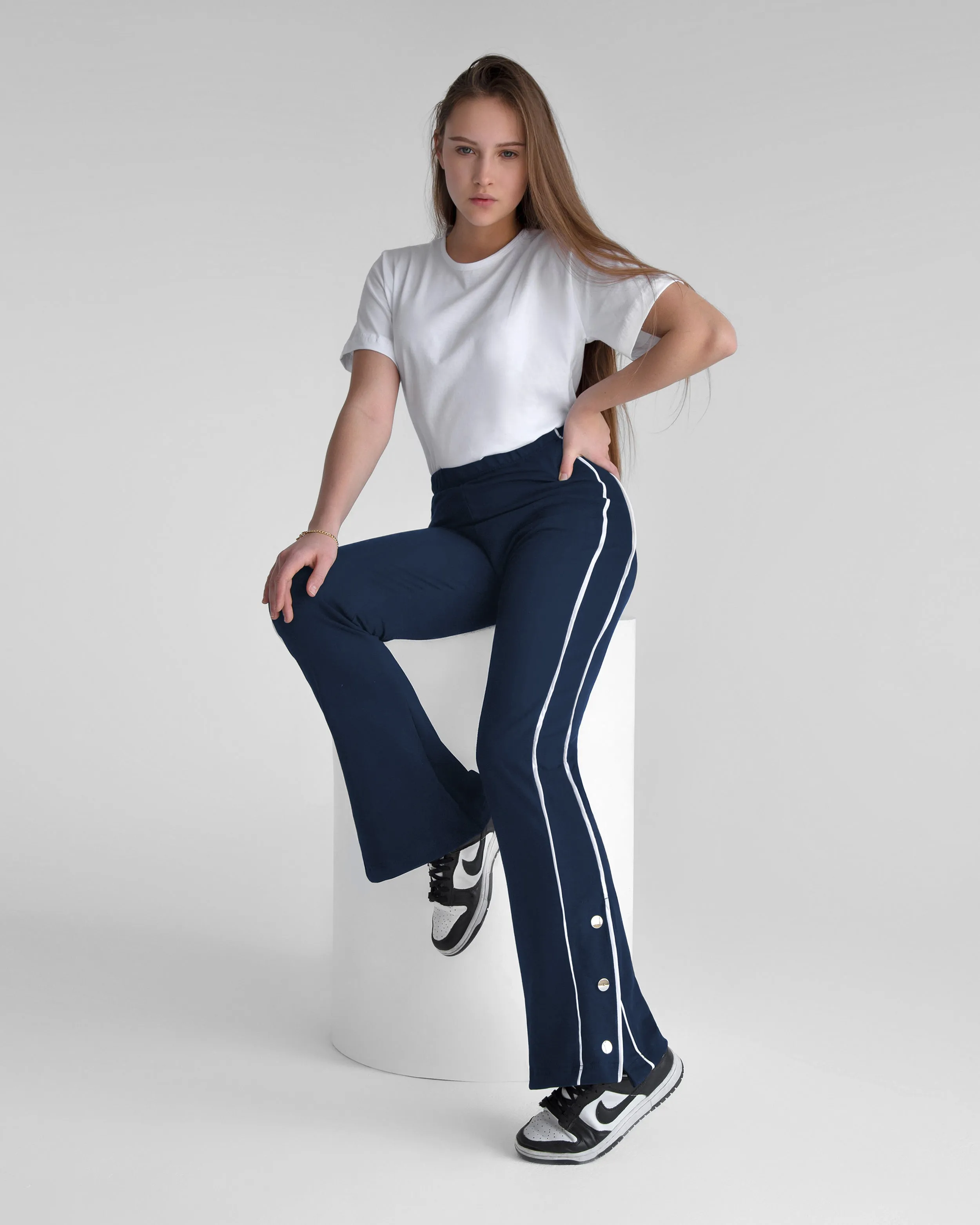 Snap Button Side Striped Sweatpants