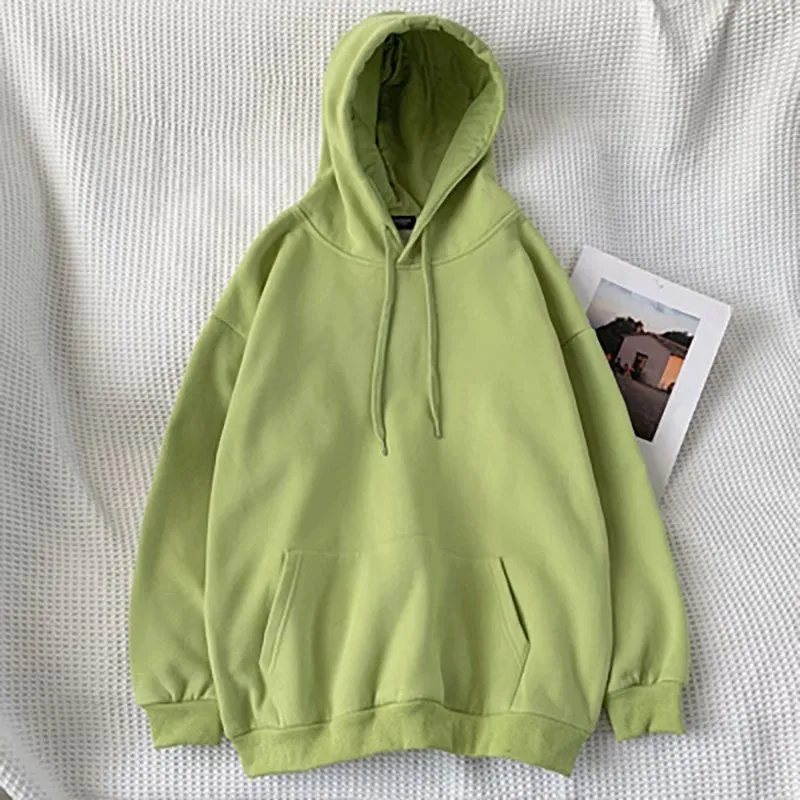 Solid Colored Hooded Couple Sweatshirt Loose Trendy All-Matching bf ins Outerwear