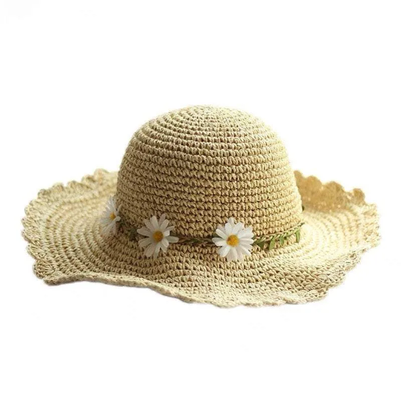 Summer Daisy Beach Straw Hat for Women and Girl