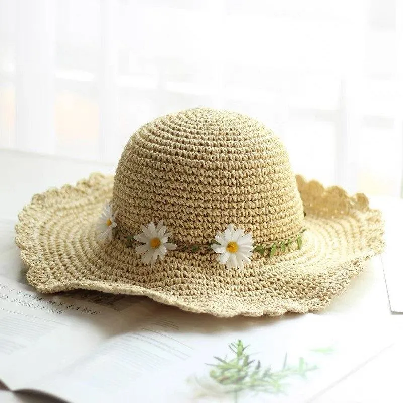 Summer Daisy Beach Straw Hat for Women and Girl