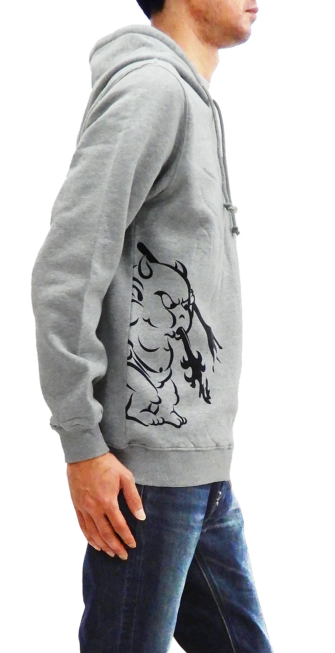 Tedman Pullover Hoodie Men's Lucky Devil Graphic Printed Hooded Sweatshirt TDPSP-101 Ash-Gray