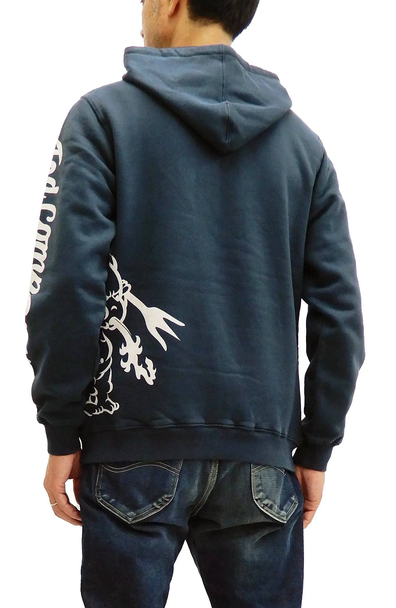 Tedman Pullover Hoodie Men's Lucky Devil Graphic Printed Hooded Sweatshirt TDPSP-101 Dark-Blue