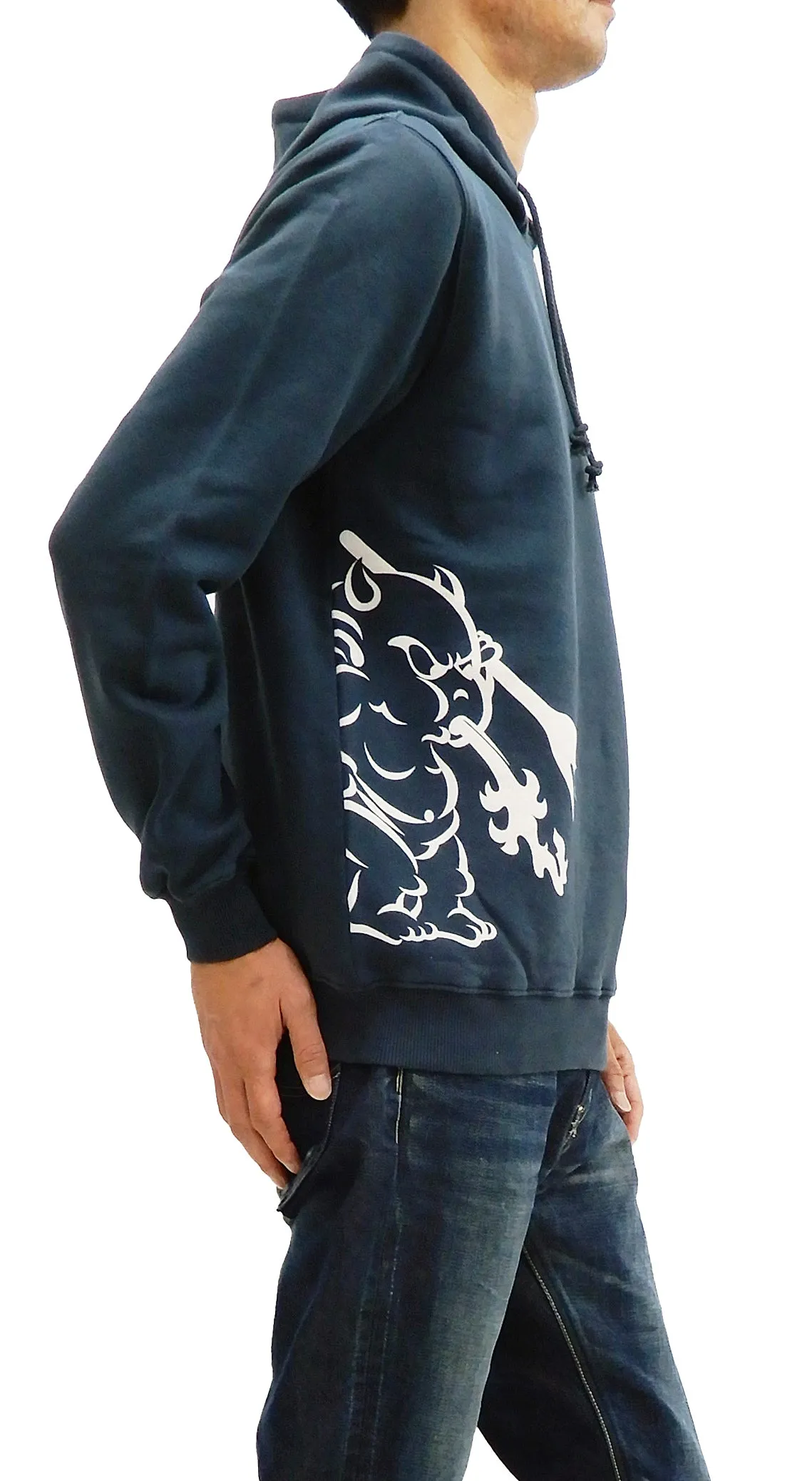 Tedman Pullover Hoodie Men's Lucky Devil Graphic Printed Hooded Sweatshirt TDPSP-101 Dark-Blue