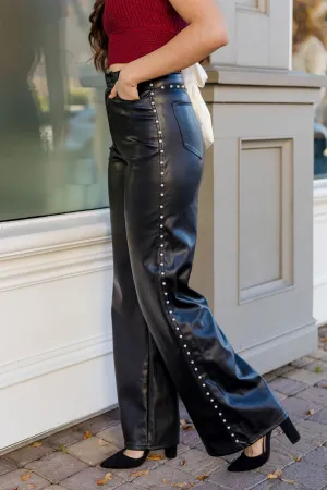 The Leather & Pearls Faux Wide Leg Pants