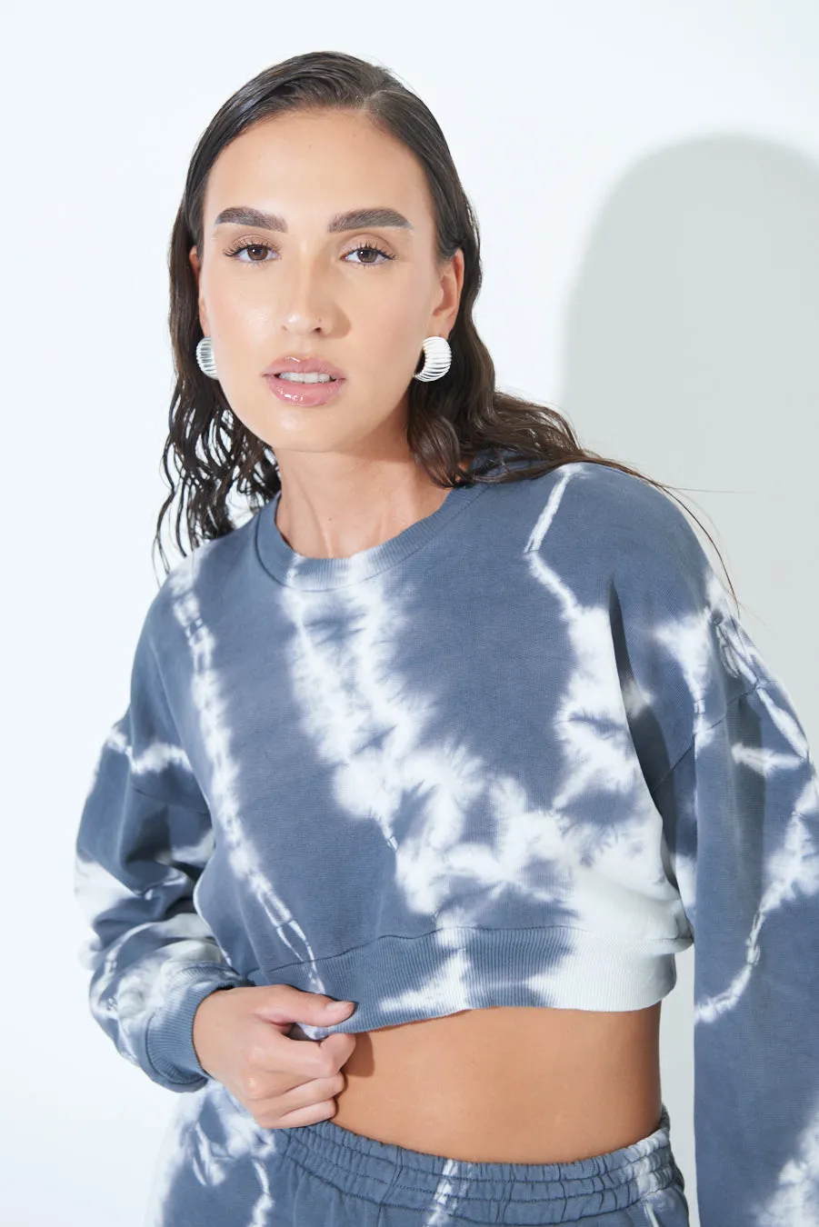 Tie-dye cropped sweatshirt wholesale