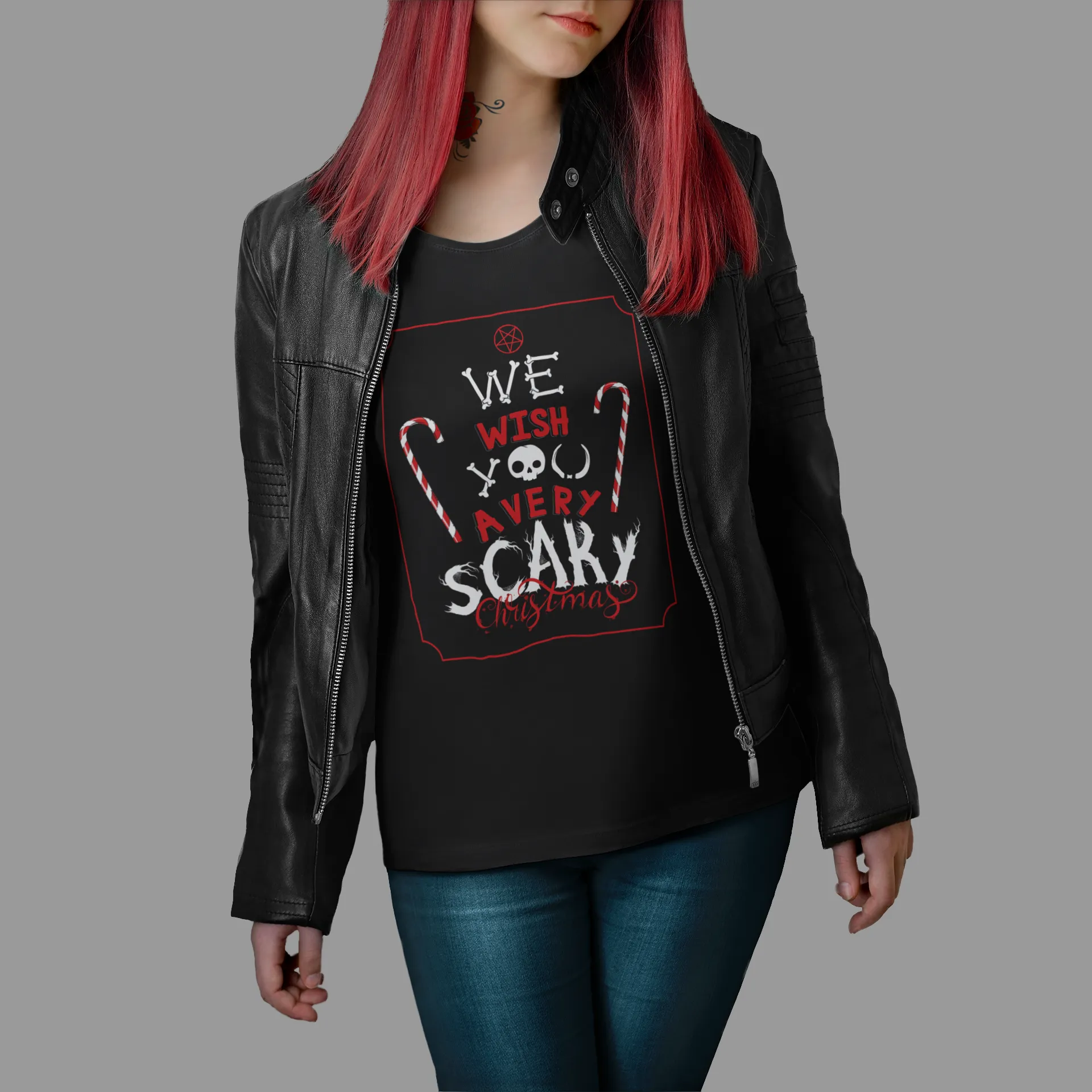 We Wish You A Scary Christmas Candy Cane Tee - Unisex Shirt