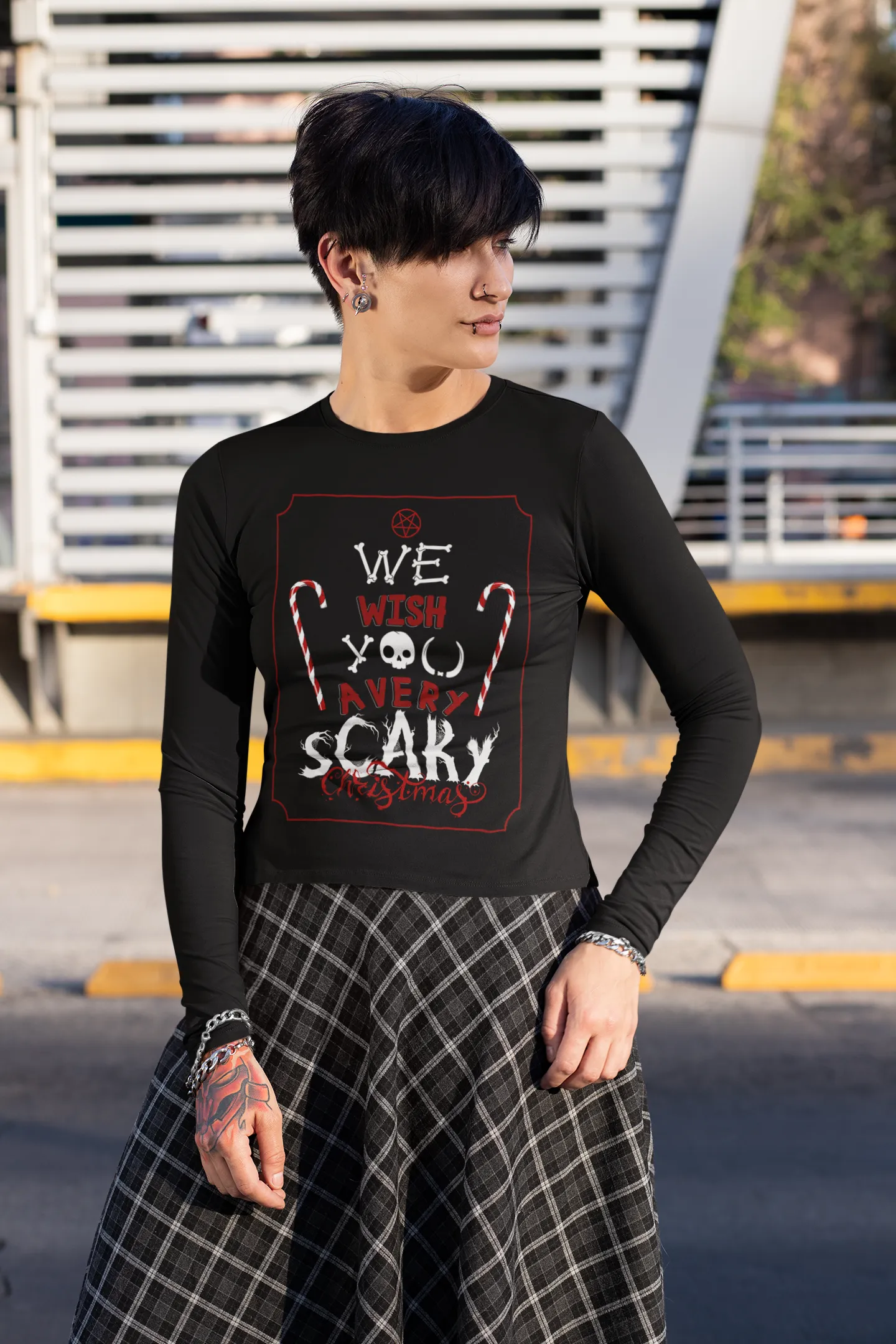 We Wish You A Scary Christmas Candy Cane Tee - Unisex Shirt