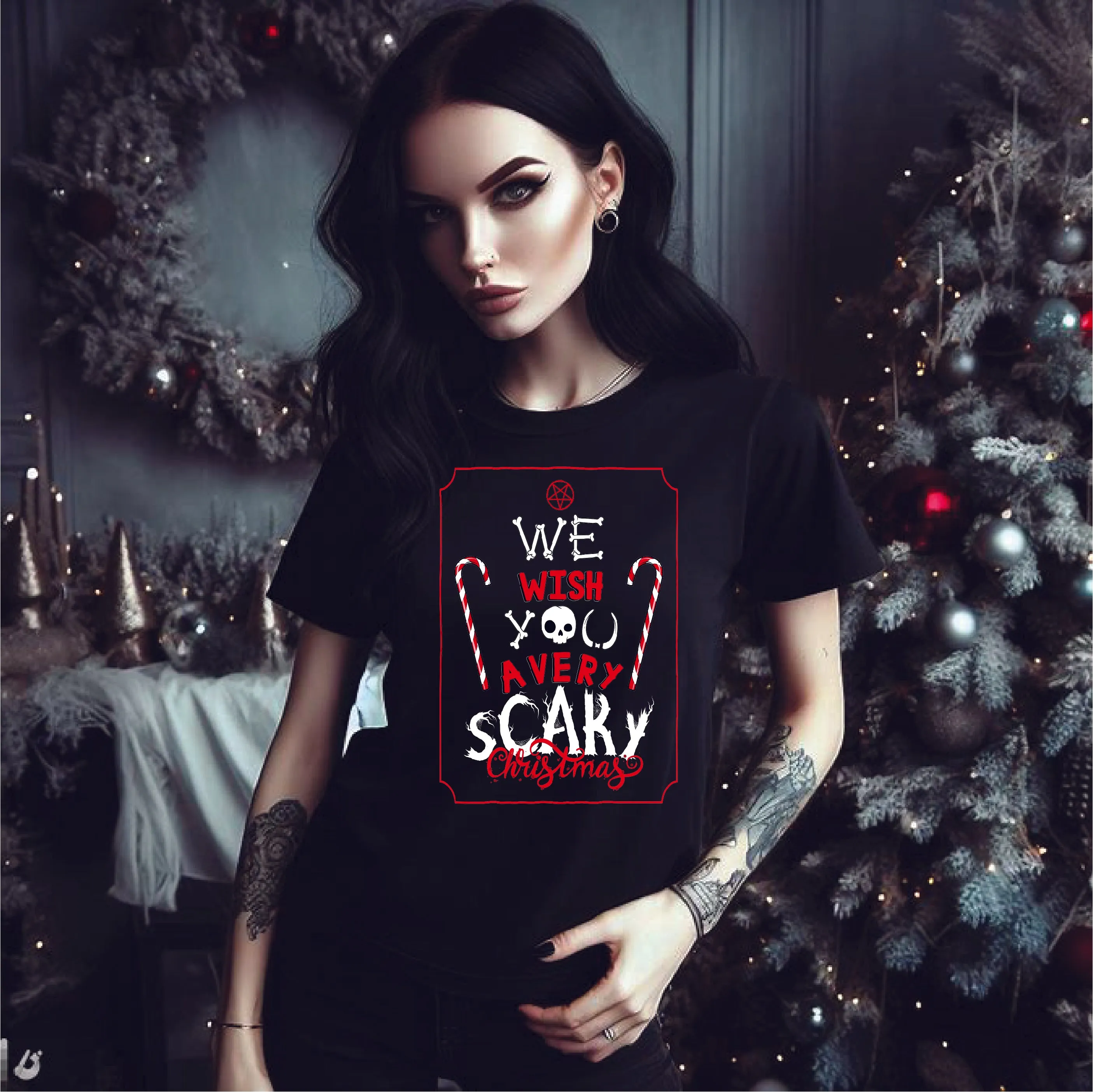 We Wish You A Scary Christmas Candy Cane Tee - Unisex Shirt