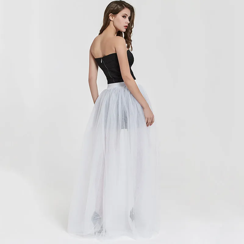 Wedding Tulle Over Skirt Bridesmaid Light Bridal Dress Big Train