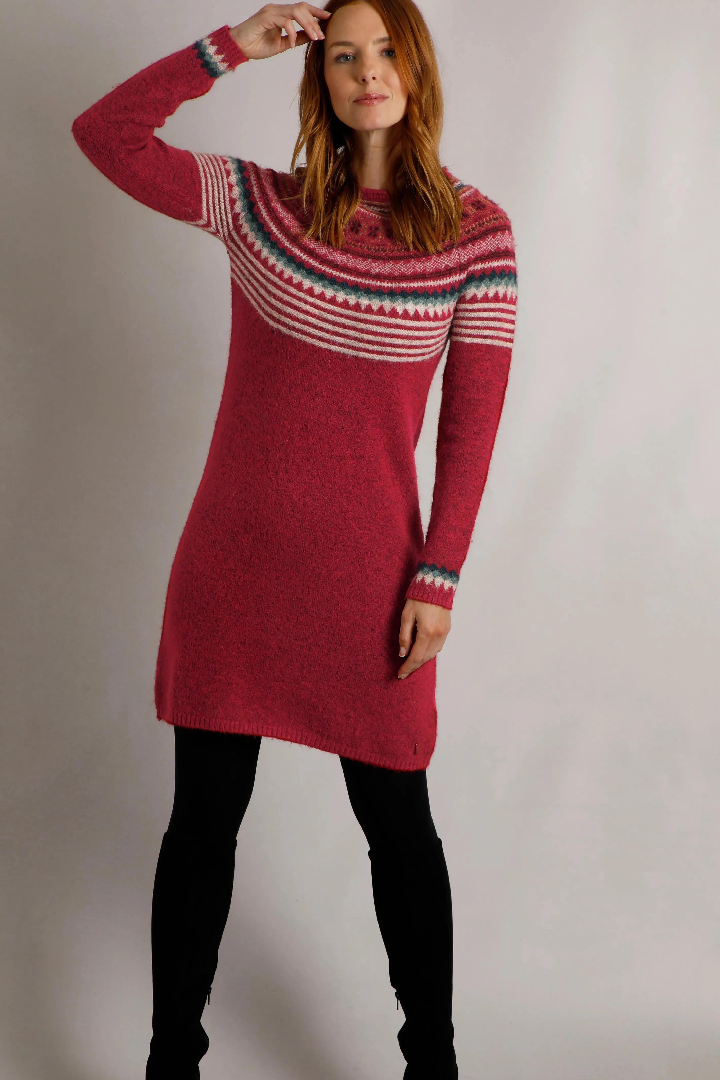 Weird Fish 12 Rhubarb Blakely Eco Fair Isle Knitted Dress