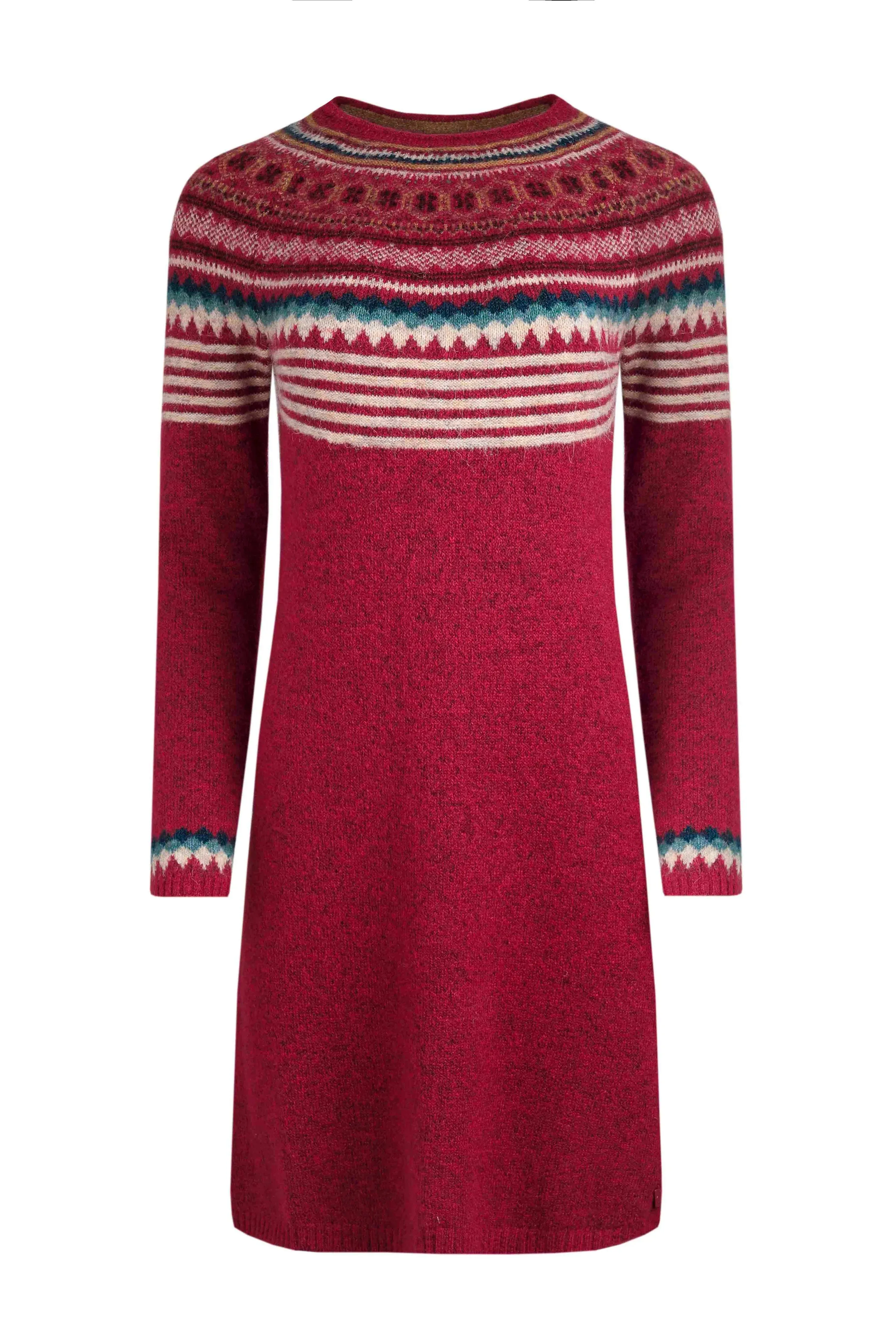 Weird Fish 12 Rhubarb Blakely Eco Fair Isle Knitted Dress