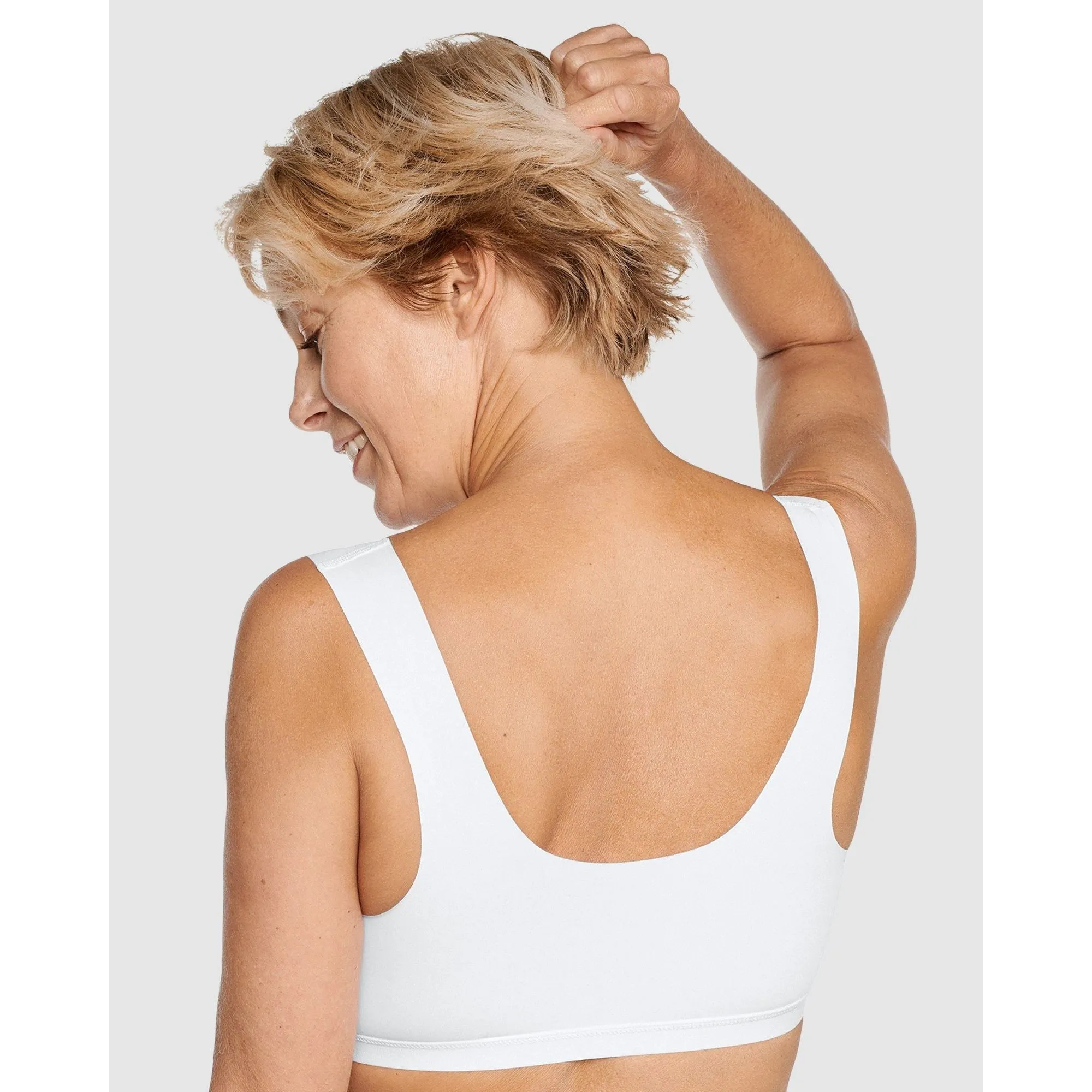 Wellness Padded Wirefree Front Close Bra-White