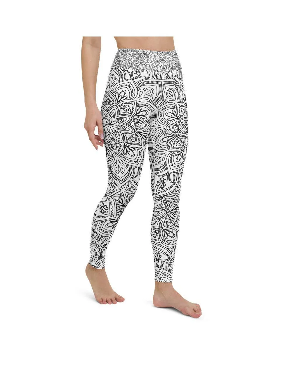 White & Black Mandala Yoga Pants