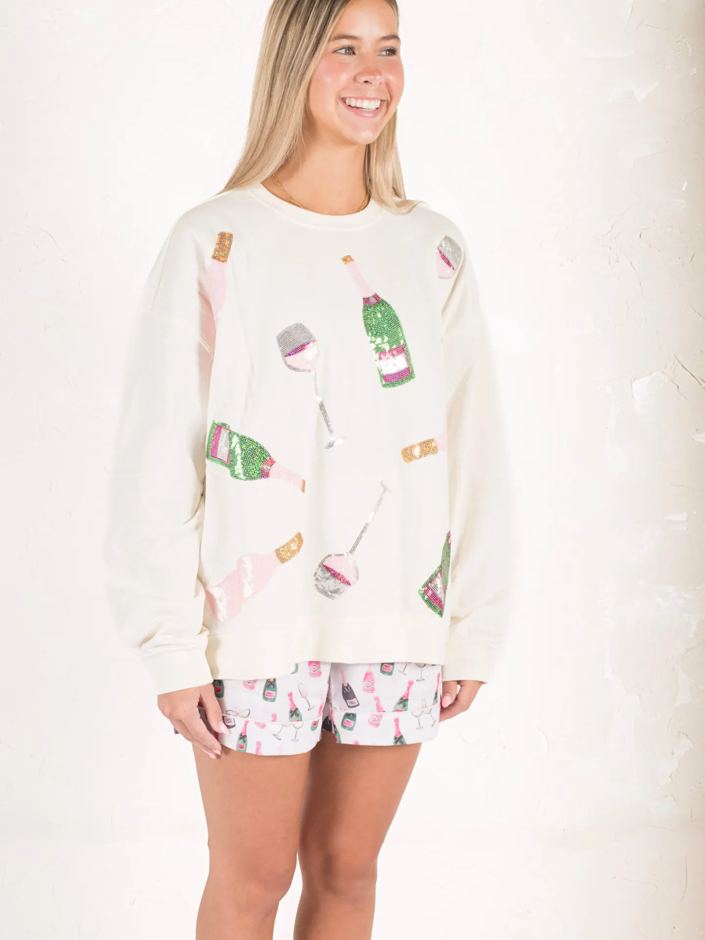 White Champagne Sparkle Sweatshirt