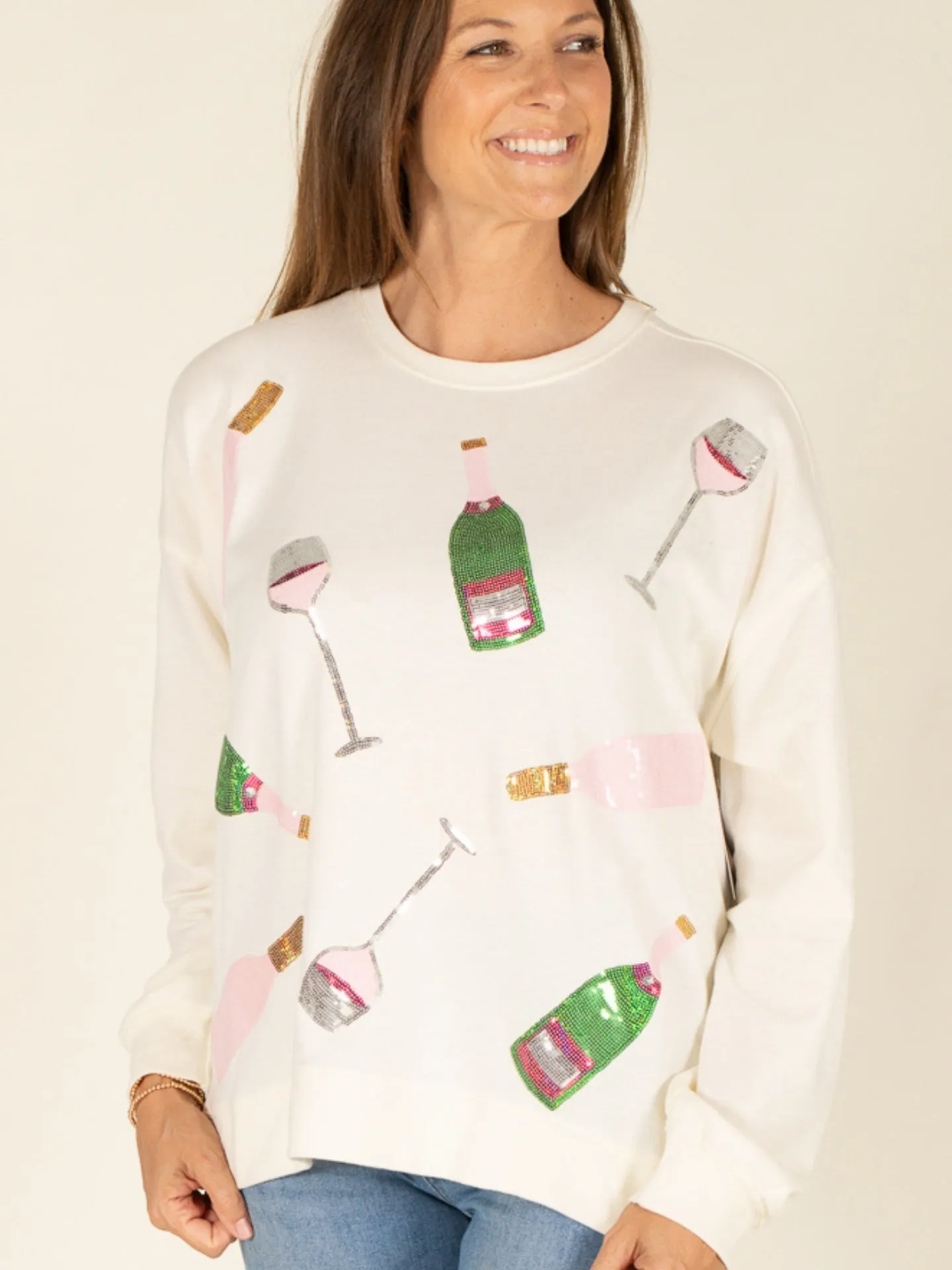 White Champagne Sparkle Sweatshirt