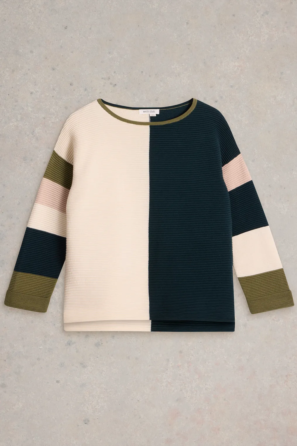 White Stuff Jana Colourblock Jumper in Nat Mlt