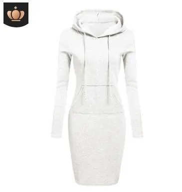 Women hooded drawstring long dressy tunic sweatshirts with pockets