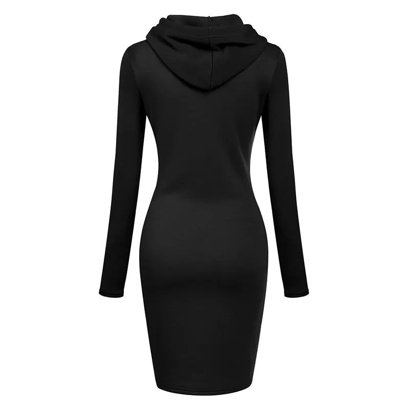 Women hooded drawstring long dressy tunic sweatshirts with pockets