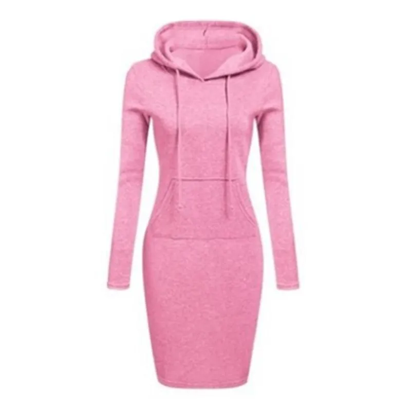 Women hooded drawstring long dressy tunic sweatshirts with pockets