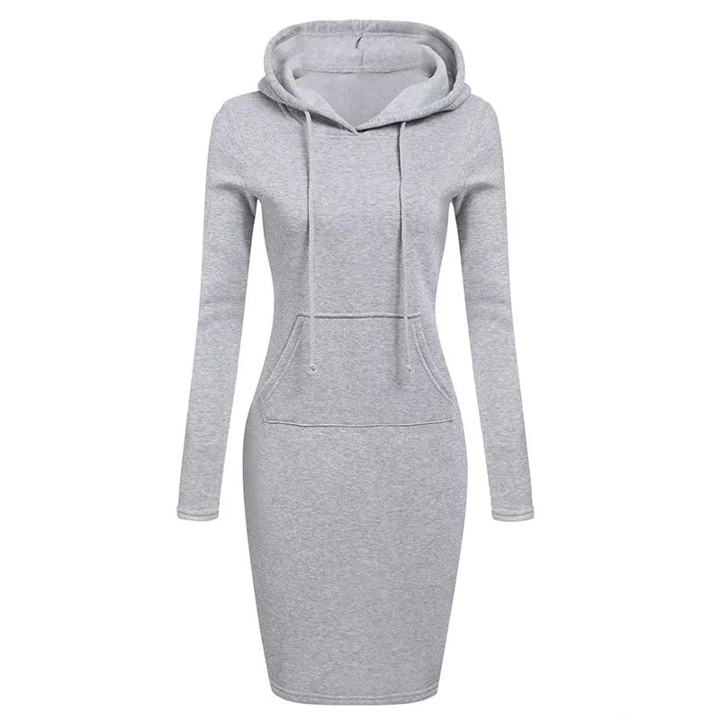 Women hooded drawstring long dressy tunic sweatshirts with pockets